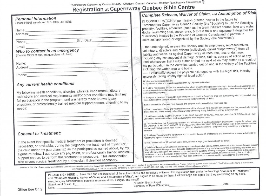 Capernwray Registration